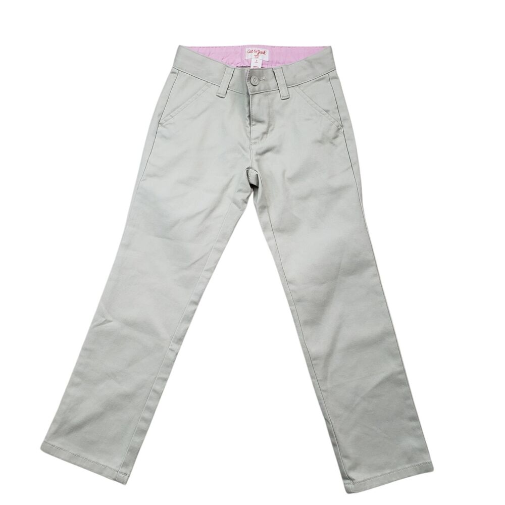 Cat & Jack School Unifrom Pants Girls Size 5 Khaki Snap Button Straight Leg Kids